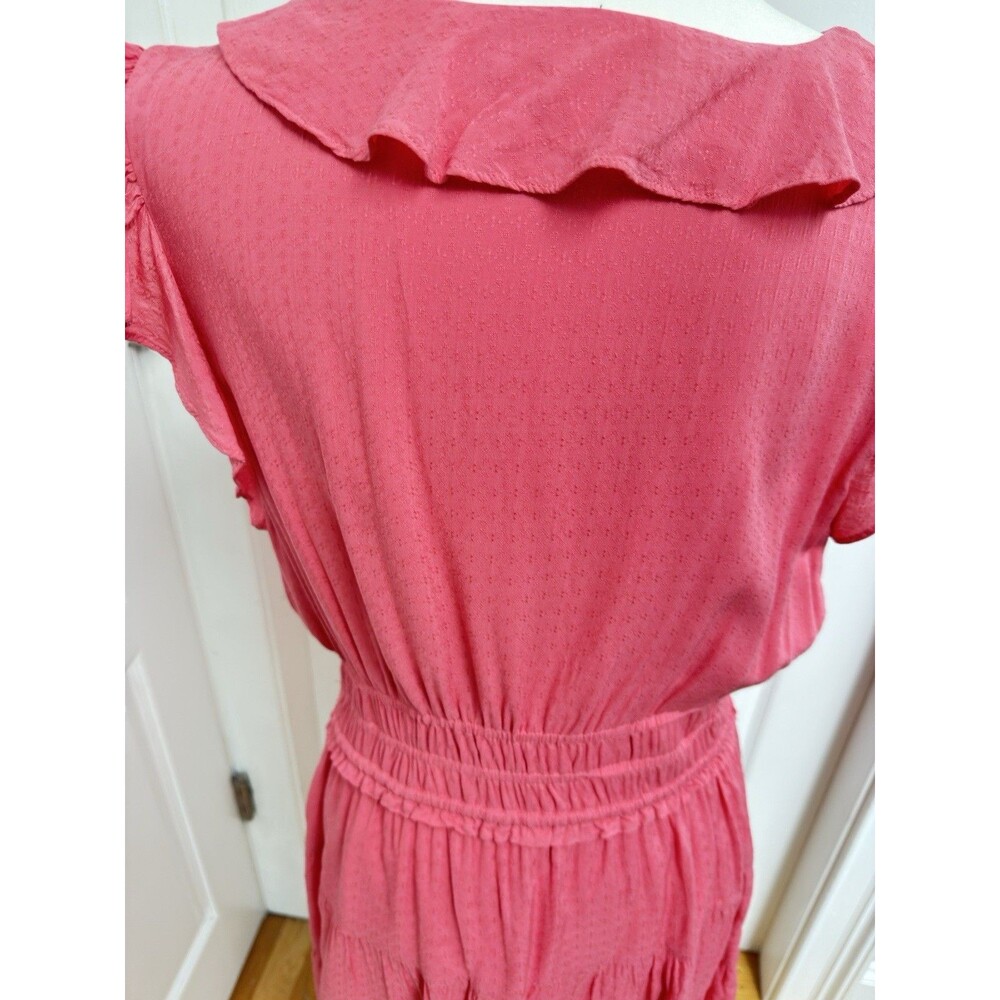 PAIGE Womens Dress Large Paradis Tiered Ruffle Mini- Raspberry - Picture 6 of 7
